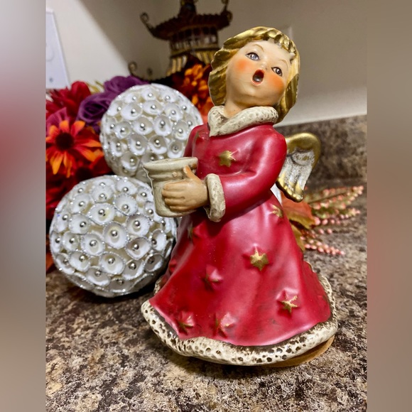 Goebel Other - 🎼’60 Goebel Music Box Christmas Angel Figurine w/Candle Holder Silent Night VTG